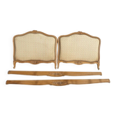 Vintage bed in wood and fabric, Louis XV style