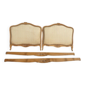 Vintage bed in wood and fabric, Louis XV style