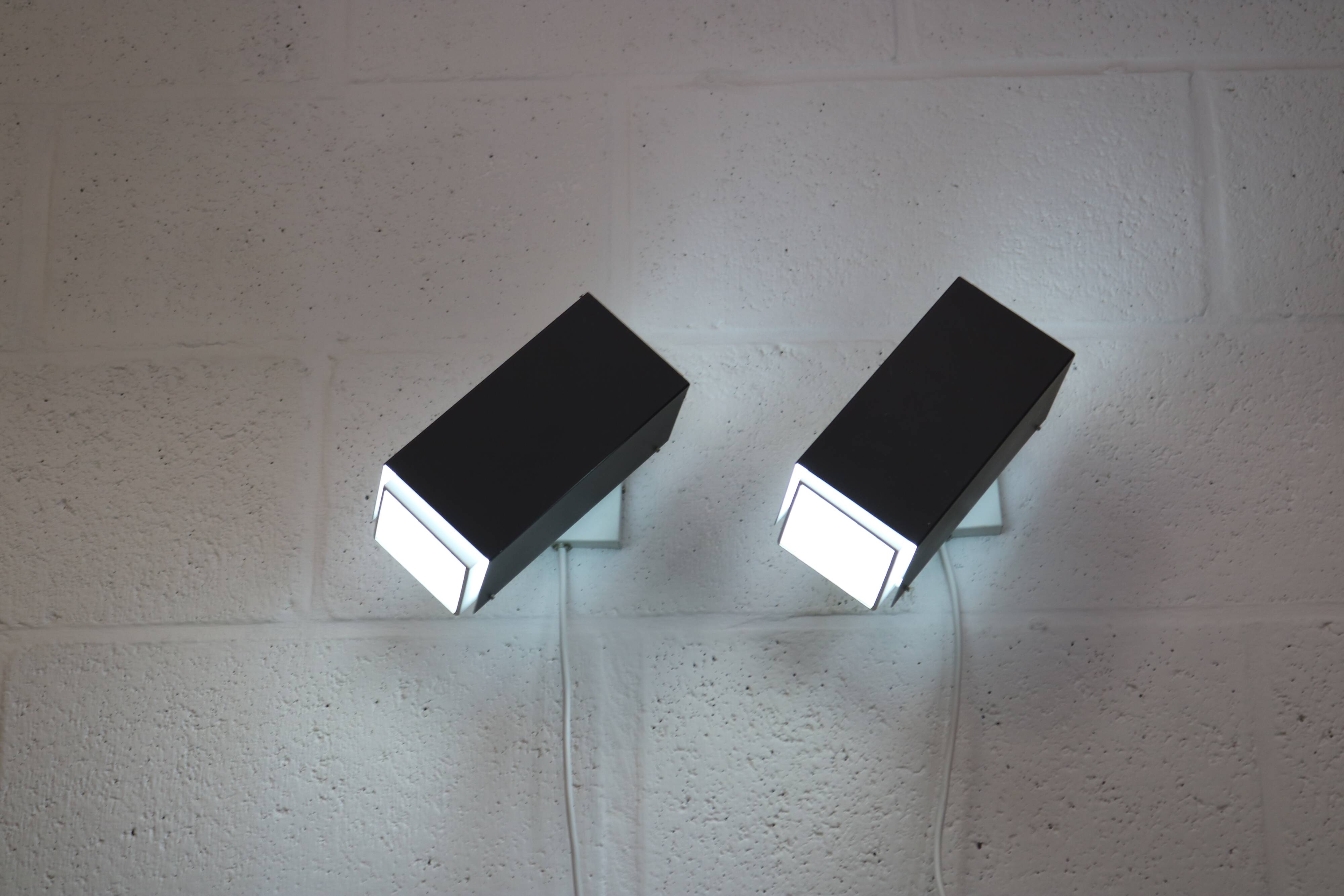 Pair of grey and white wall sconces by Preben Dahl for H. F. Belysning, 1960s