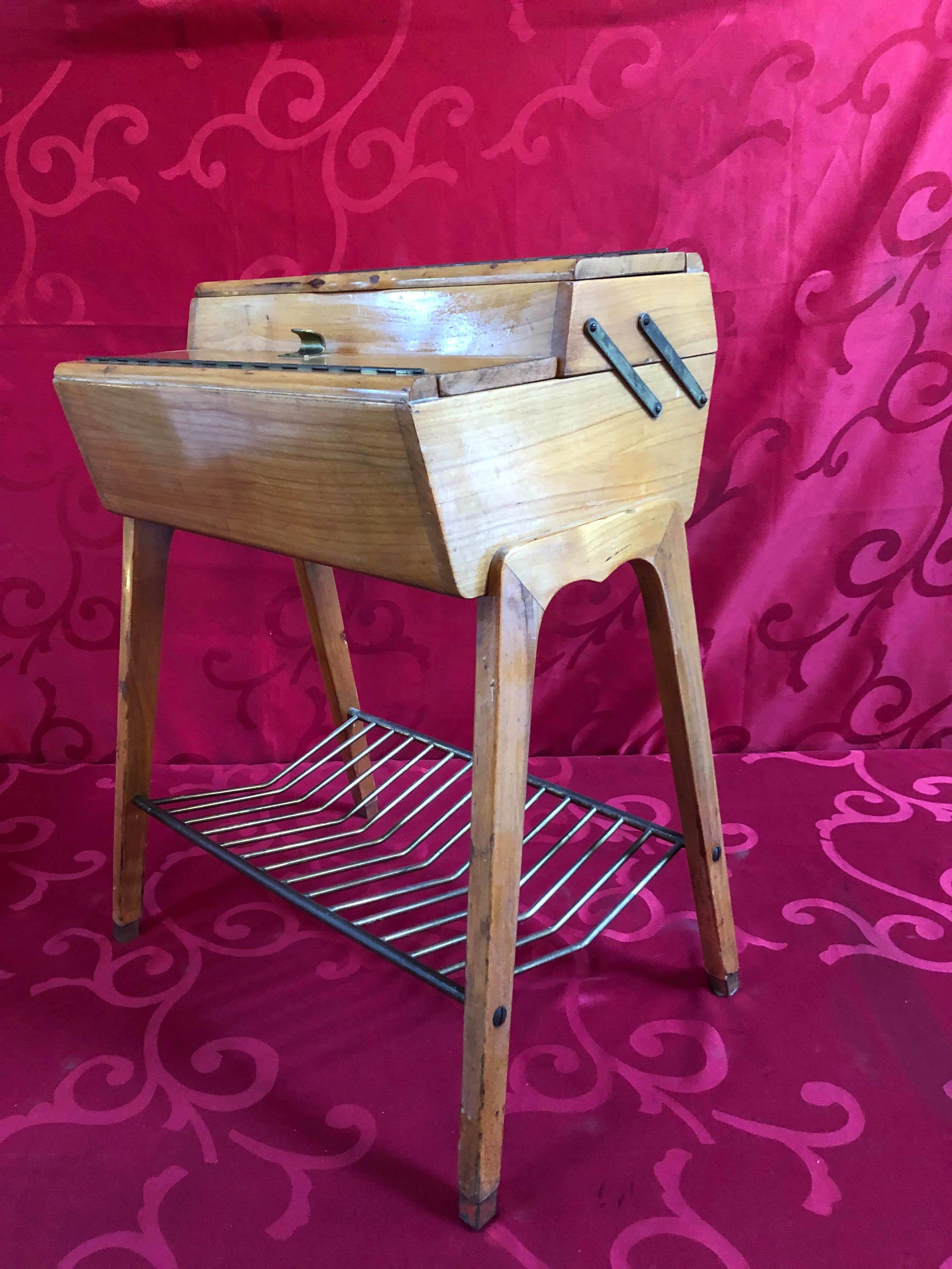 Small sewing table in vintage light cherry