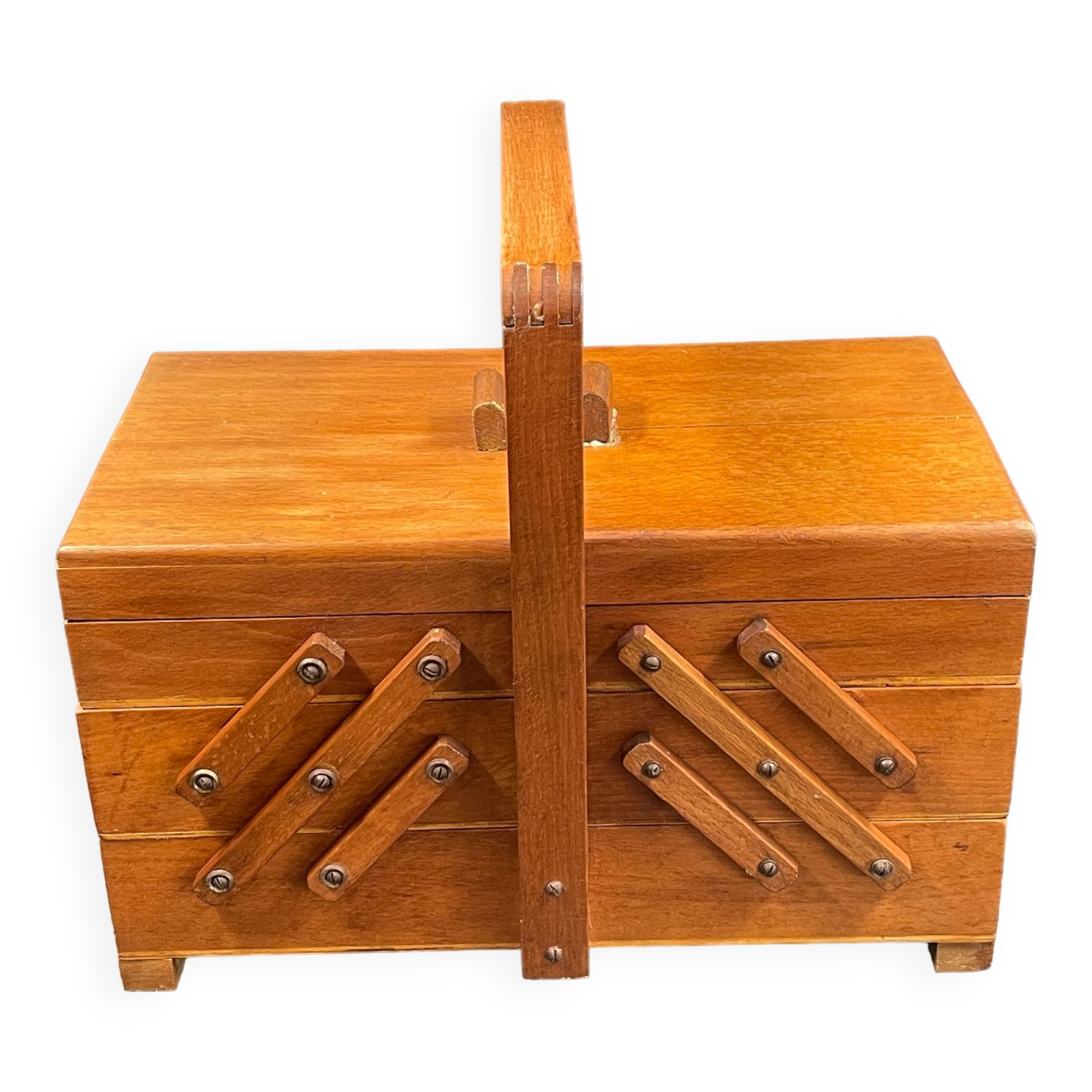 Cute little worker or vintage wooden sewing box