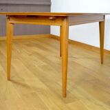 Vintage 1960s light oak table & compass legs