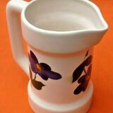 White pitcher floral decoration 70s P.L (Poet Laval)