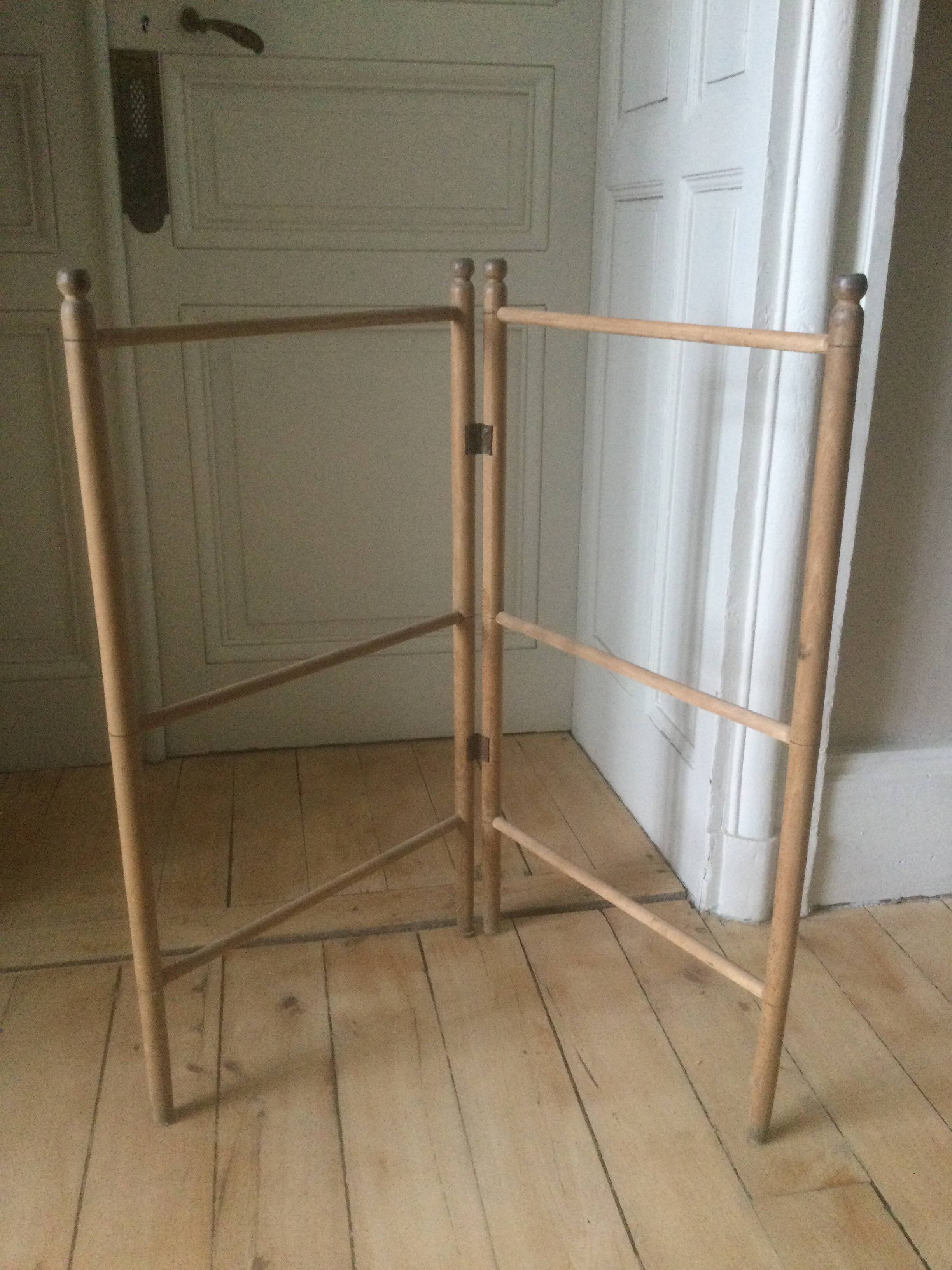 Old natural wood towel rack