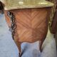 Commode 2 tiroirs en bois de rose avec plateau marbre