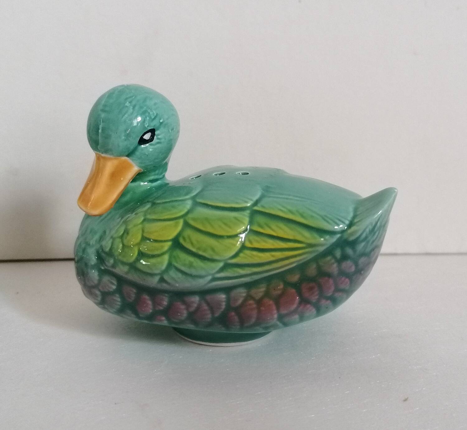 Salière poivrier canard barbotine zoomorphe