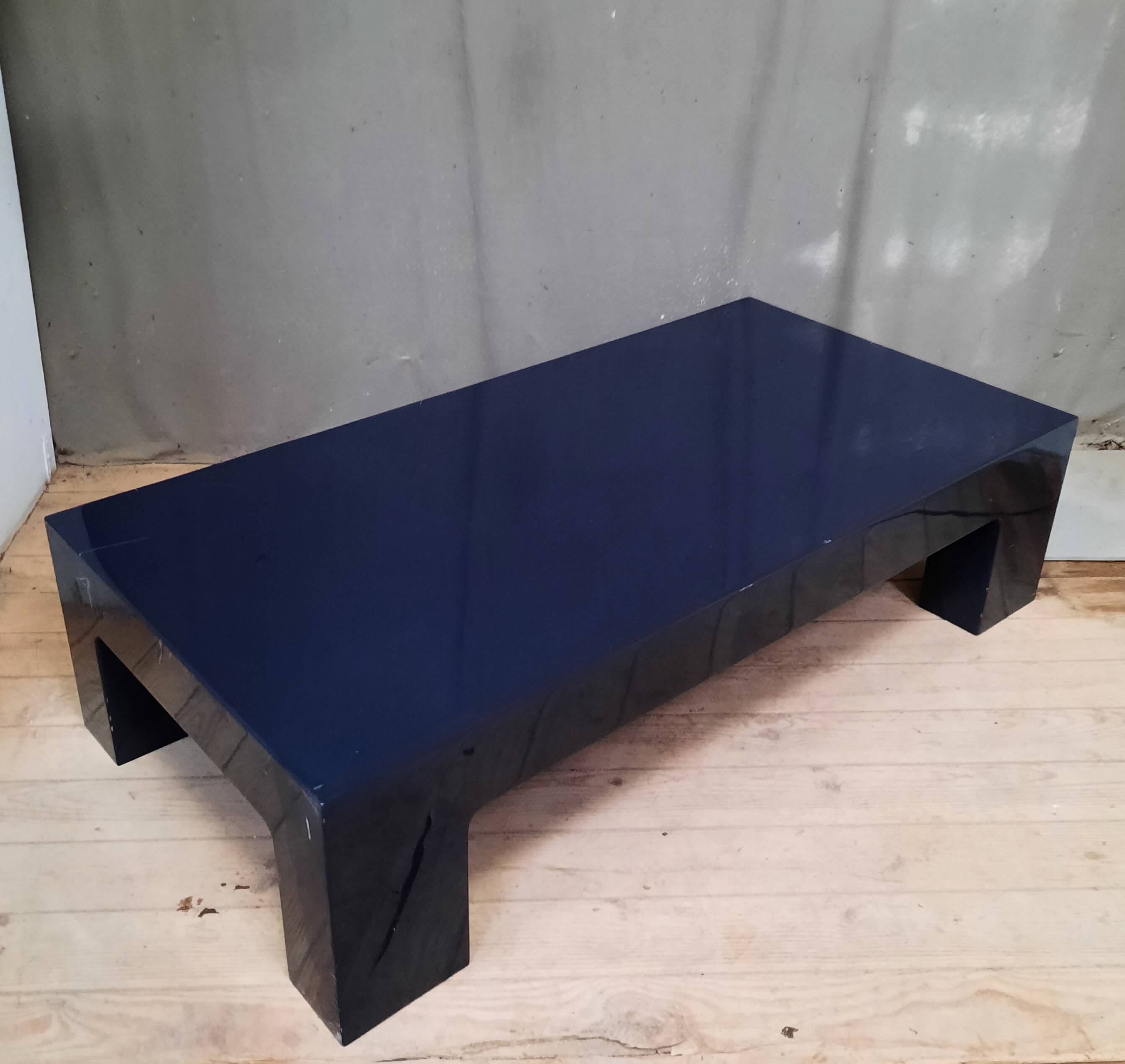Blue lacquered coffee table