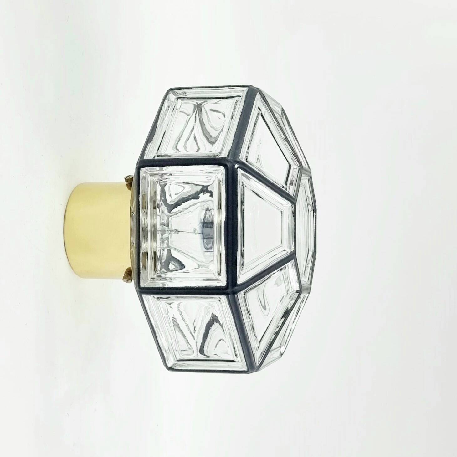 Pair Of Mid Century Glass Ceiling Lights Or Wall Lamps From Limburg, 1960s