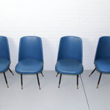 Ensemble de 4 chaises de salle à manger italiennes avec pieds en laiton, années 1950