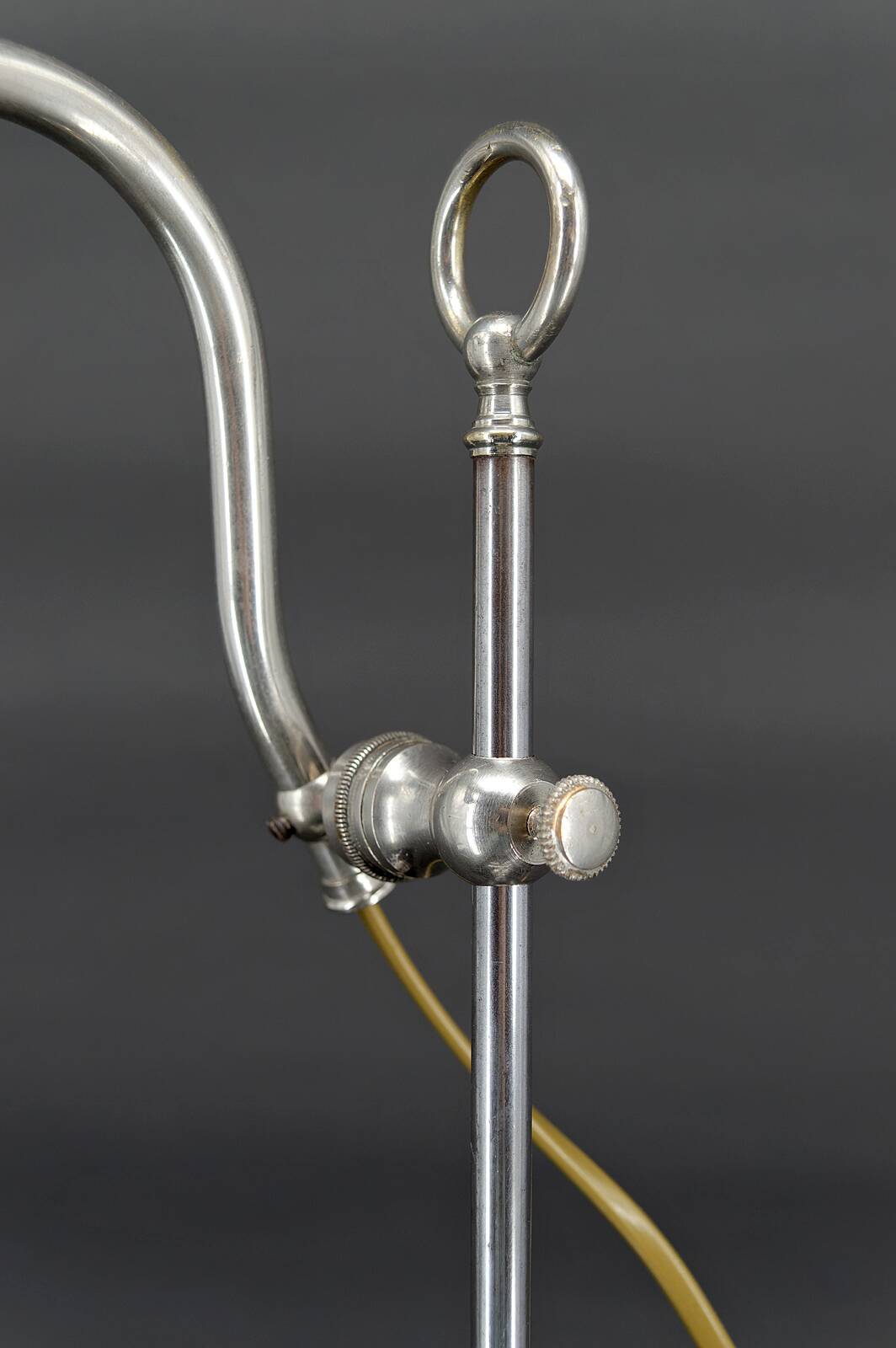 Workshop lamp in aluminum and nickel, adjustable with raise-lower system, France, circa 1900