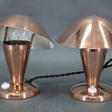 Paire de lampes de table Bauhaus en forme de champignon, finition cuivre, années 1930, Tchécoslovaquie