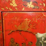 Armoirechinoise antique laquée à la main, grande armoire latérale