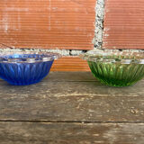 Pair of bol coupe fruit antique fostoria colony twisted green glass +