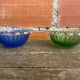 Pair of bol coupe fruit antique fostoria colony twisted green glass +