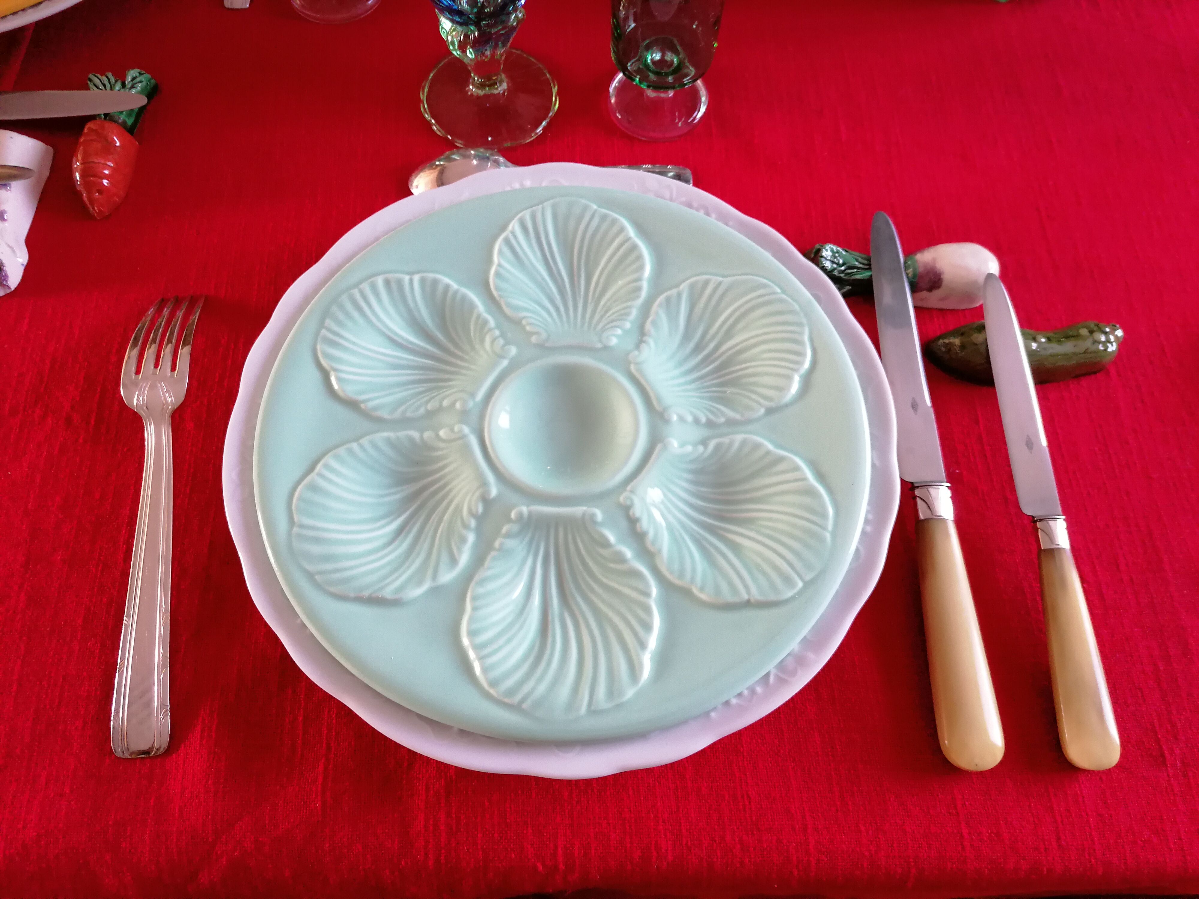 6 assiettes à huîtres pastels proceram