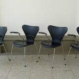 4x chaises d'Arne Jacobsen pour Fritz Hansen, modèle 3107 en cuir