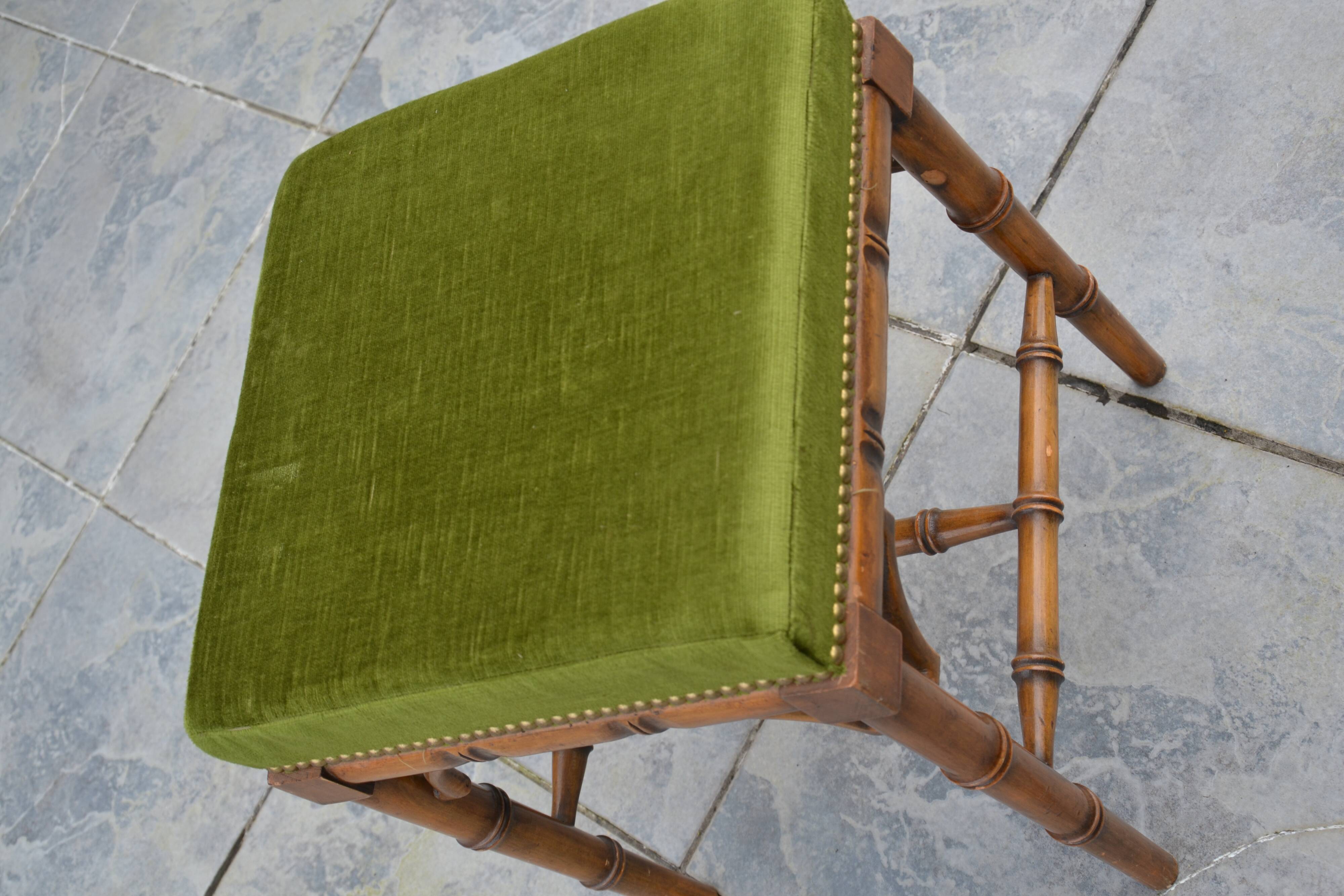 Piano stool/bamboo effect wooden footrest