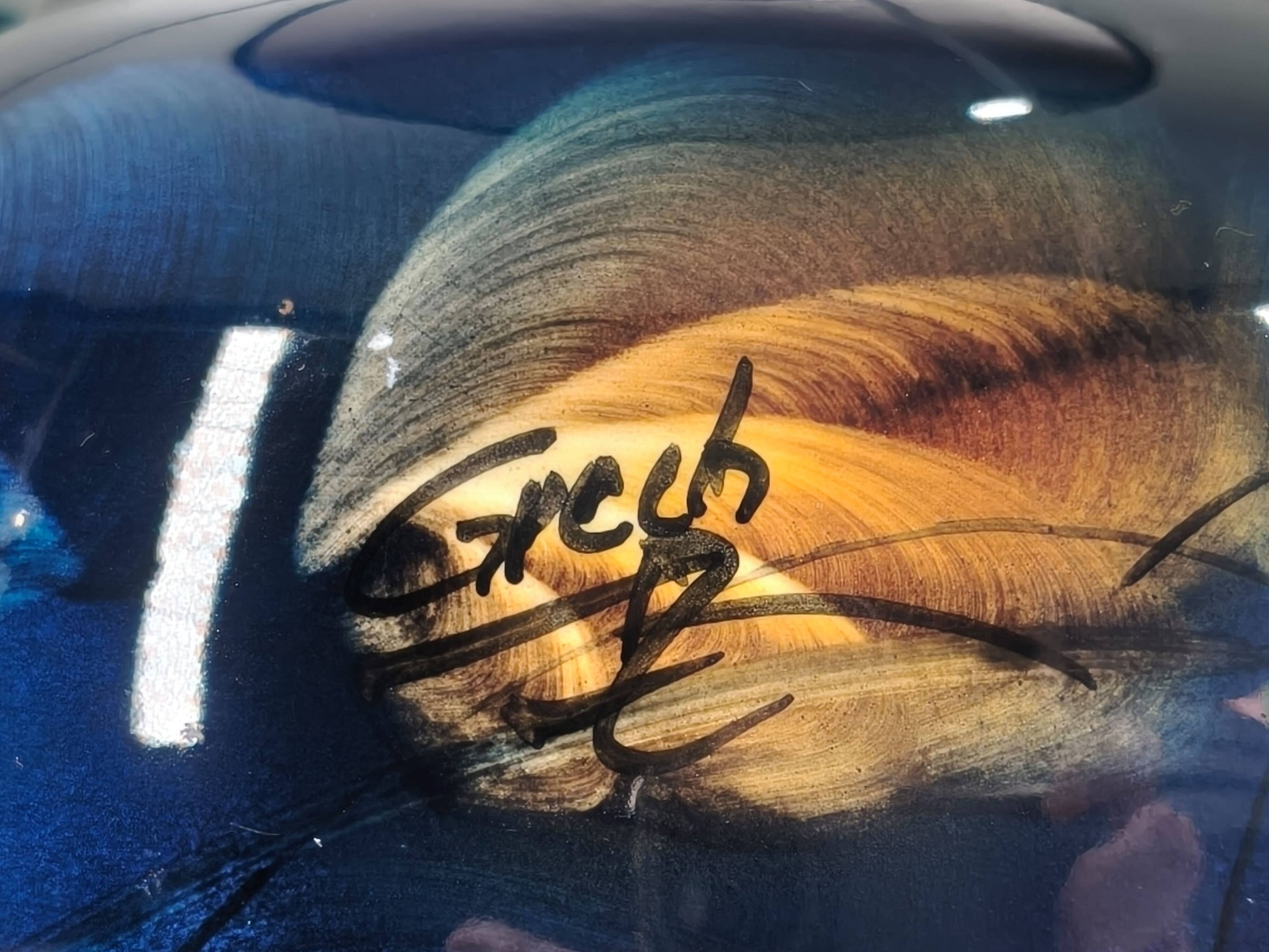 Lacquered ceramic lamp signed Grech