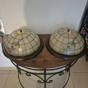 Pair of vintage ceiling lights / wall sconces in mother-of-pearl tiffany style - perenz.