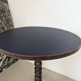 Table d'appoint ronde, pied en chêne tourné