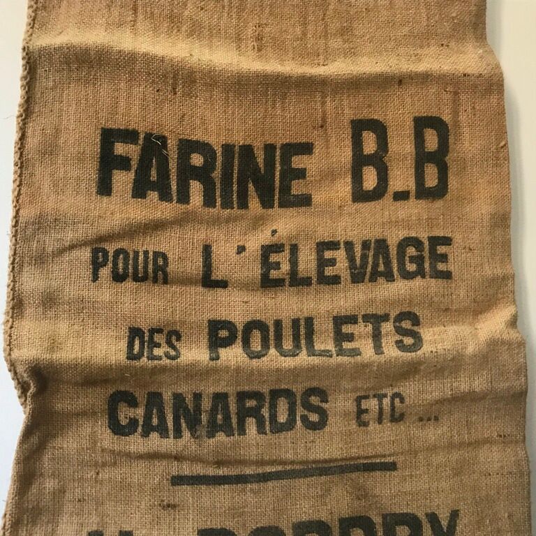 Authentic and old burlap bag 7 FARINE B.B