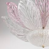 Large Murano Ceiling Lamp in Pink and White Glass, Italy, 1970s