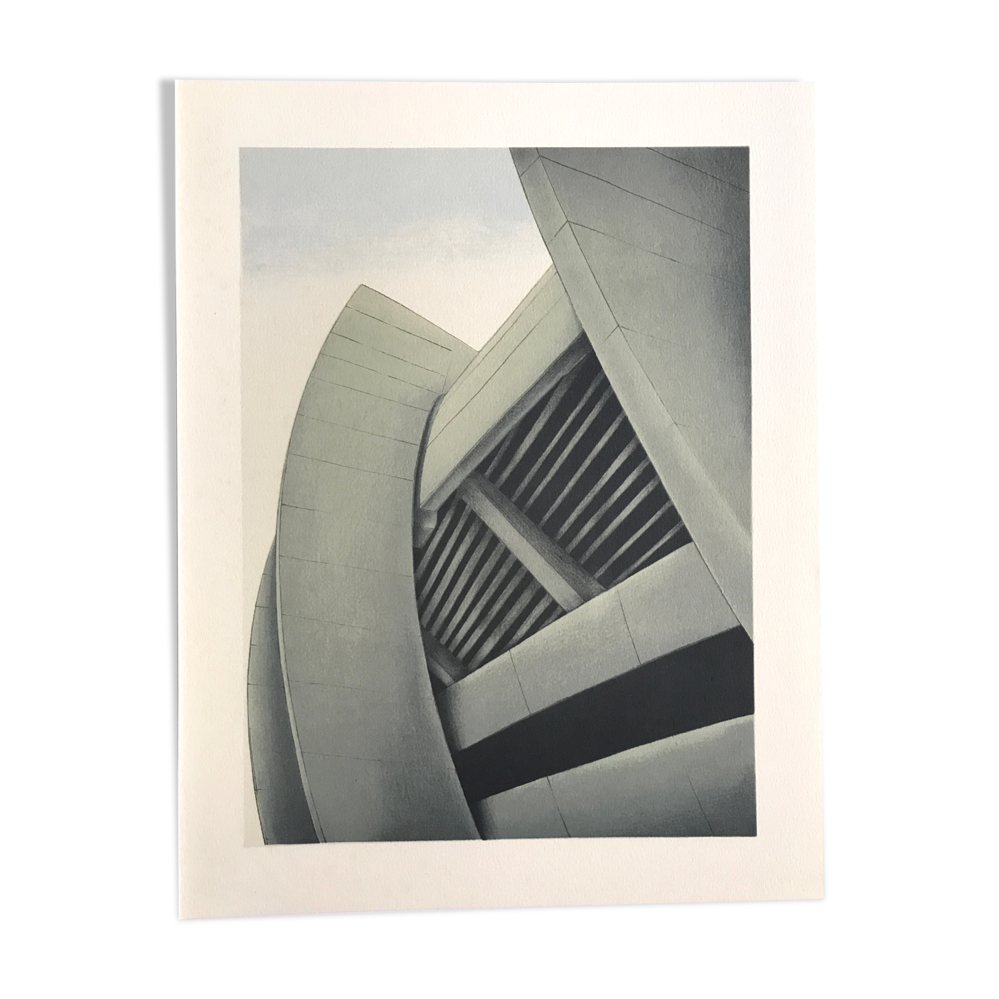 Original lithograph by Alain LE FOLL, Stade en encorbellement, 1978
