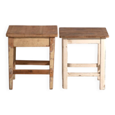 Paire de deux tables de chevet vintage en bois de pin – Europe centrale, vers 1940 #7
