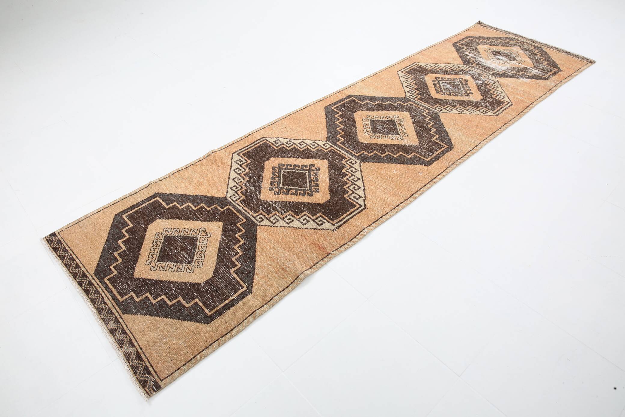 3x11 Rug For Hallway Brown Vintage Persian Runner Rug, 94x345Cm SK 5284