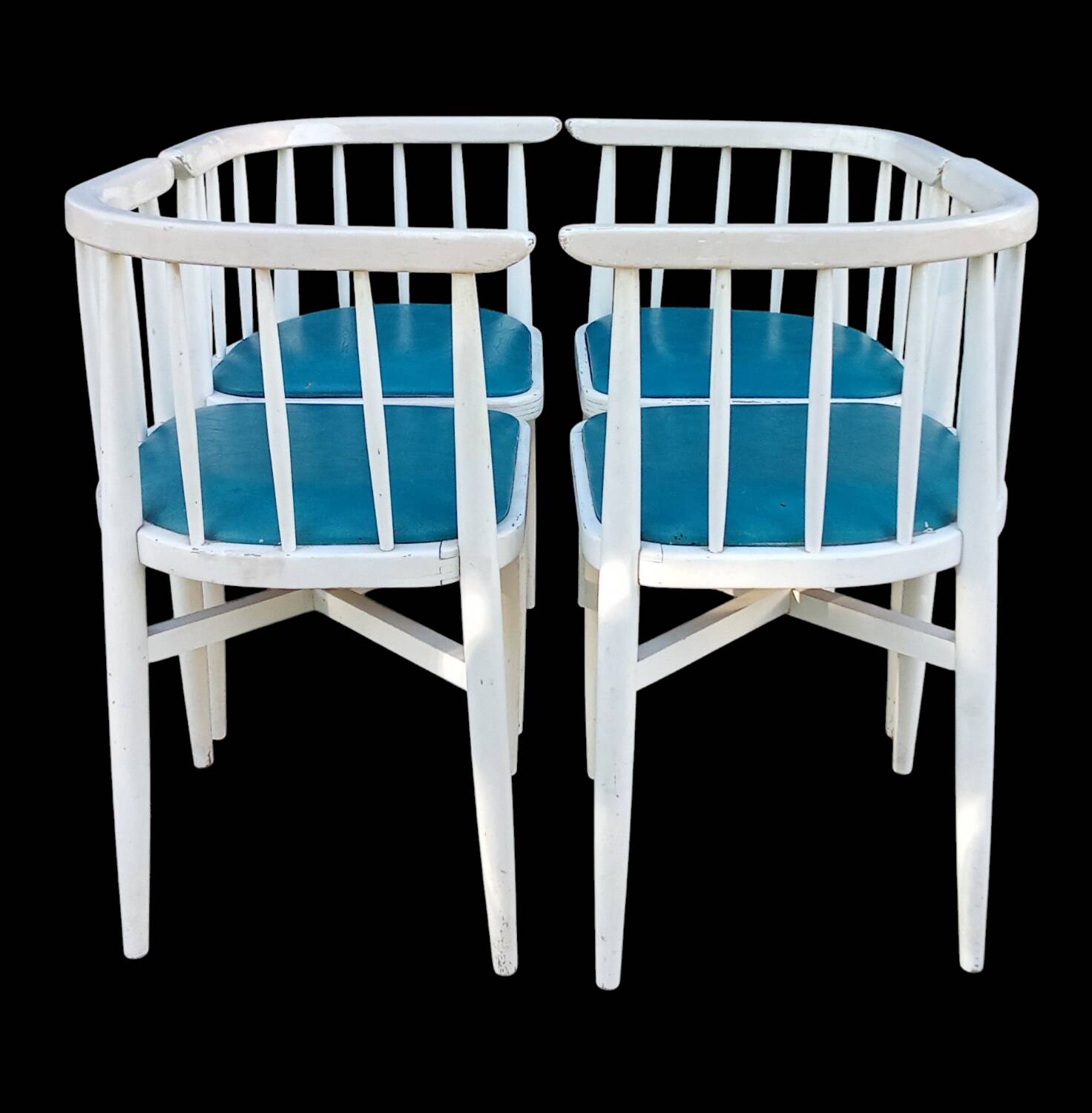 Serie de 4 chaises vintage encastrable d'angle Thonet
