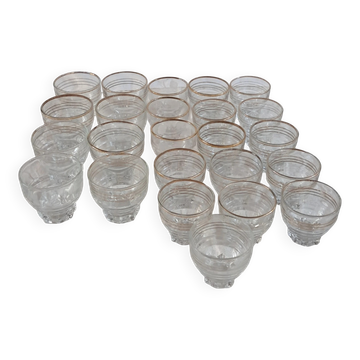 Verres Vintage à liserés dorés des années 50 / 60