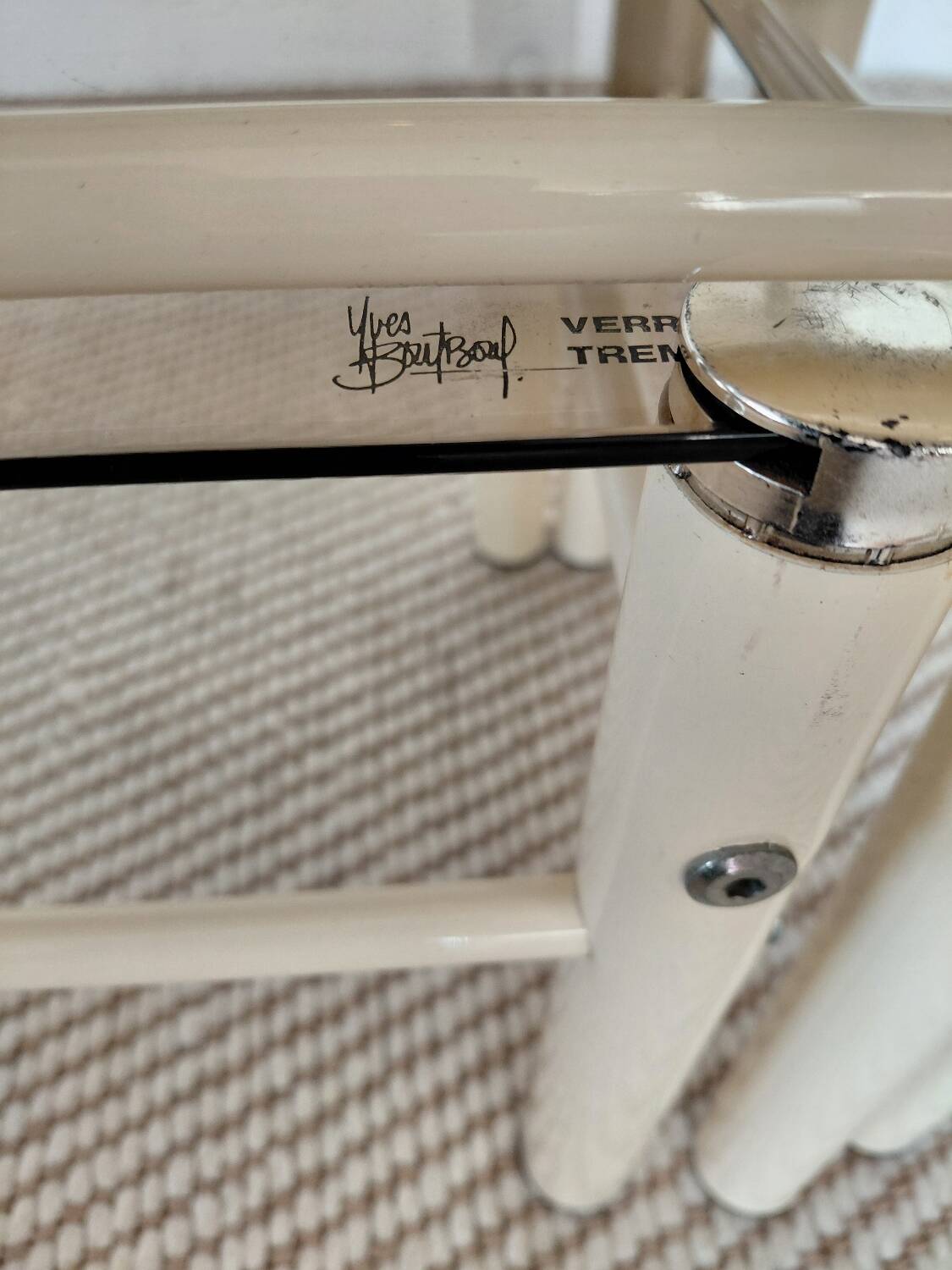 Beige Metal Nesting Tables Yves Boutboul 1970s