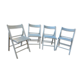 4 folding chairs made of 70's wood