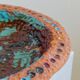 Vintage 1970s ceramic workshop bowl, naive handcrafted shape with coloured glaze, terracotta fruit bowl or wall plate, elegant gift idea.