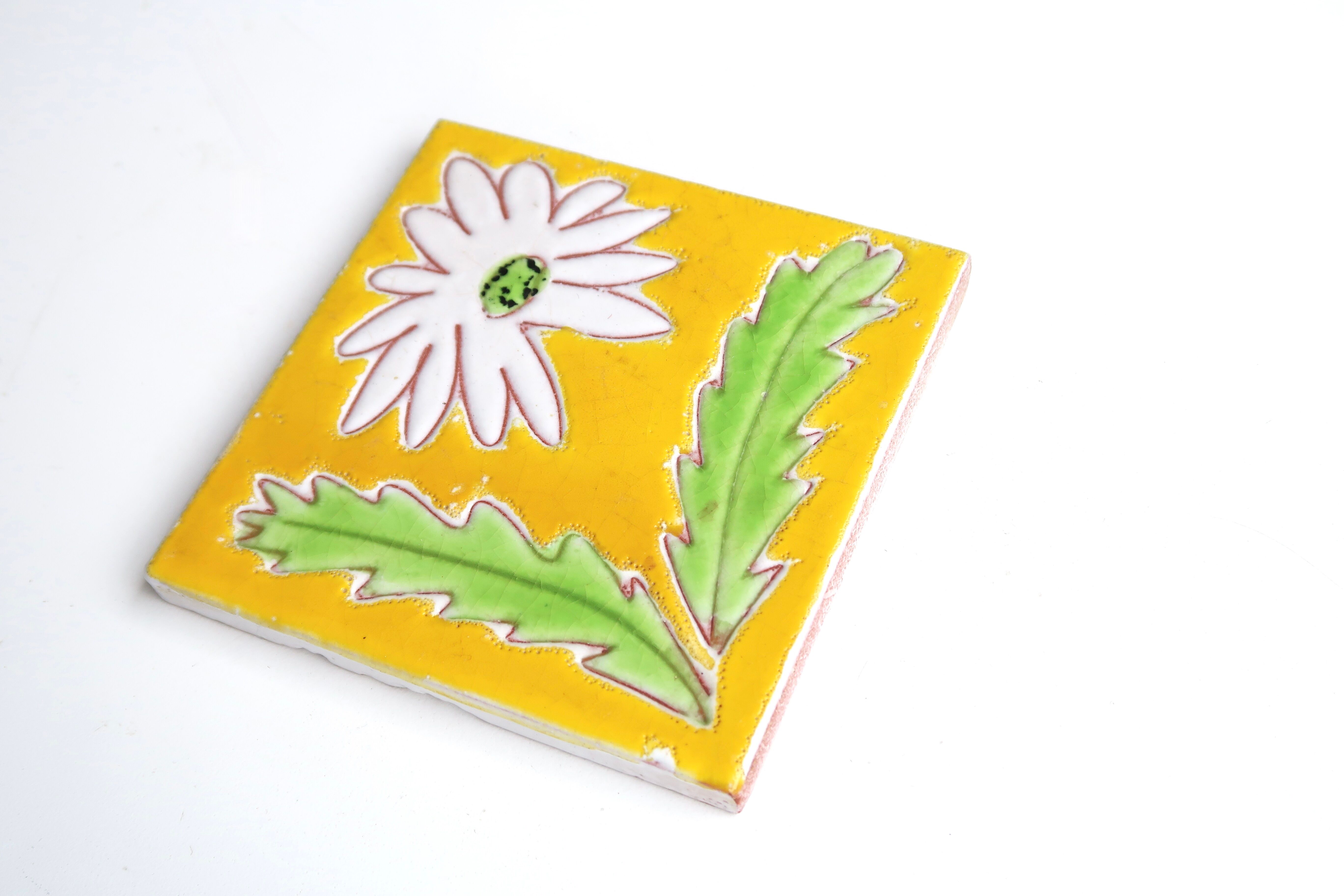 Ceramic tile "flower" trivet, 60s
