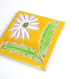 Dessous de plat carreau en céramique  " fleur ", années 60