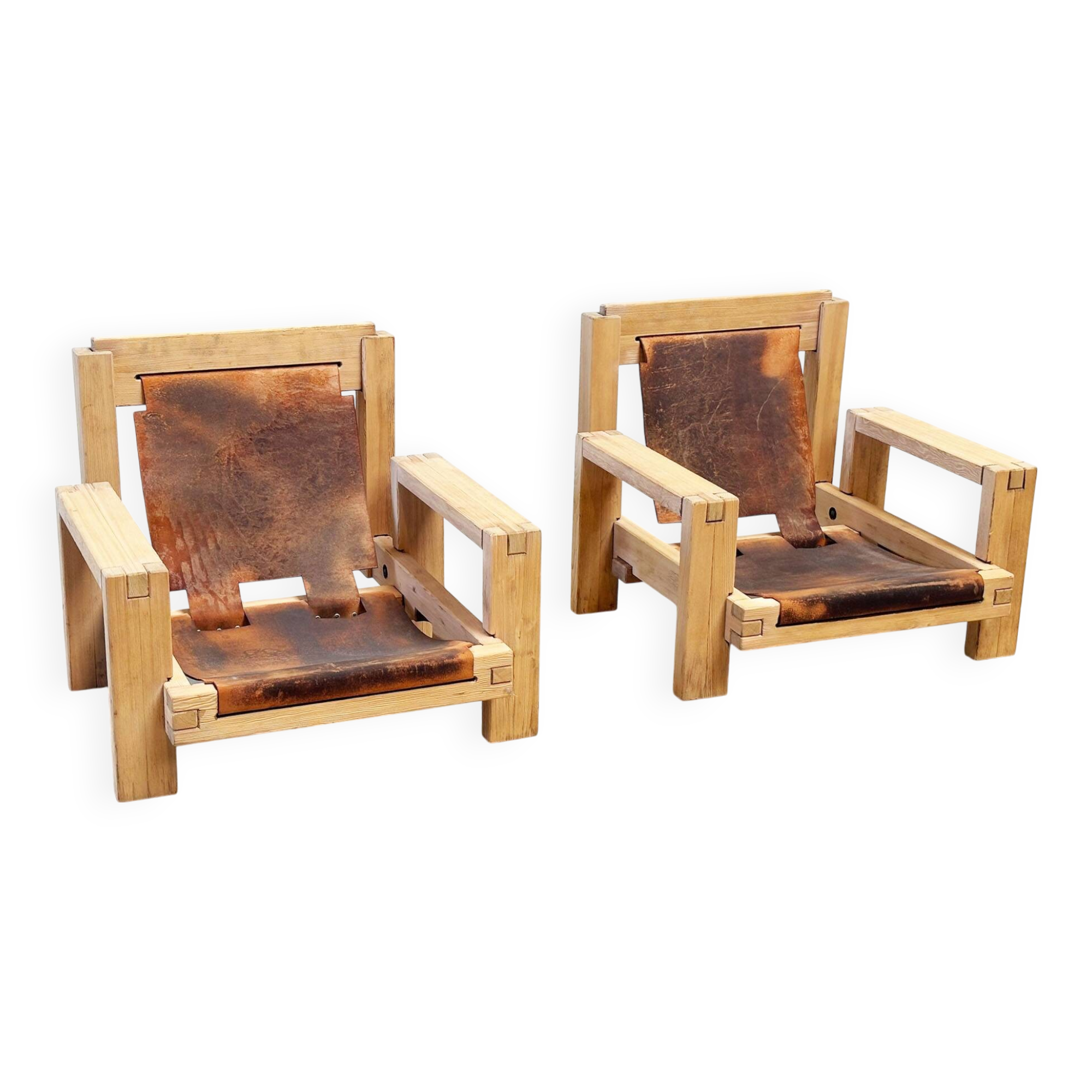 Set of two brutalist lounge chairs