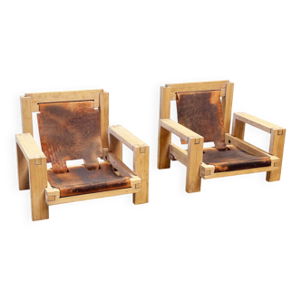 Set of two brutalist lounge chairs