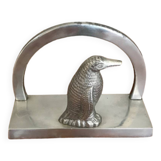 Metal penguin letter holder
