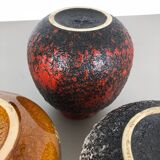 Set of Three Pottery Fat Lava Vases "Multi-Color" by Scheurich, Germany, 1970s