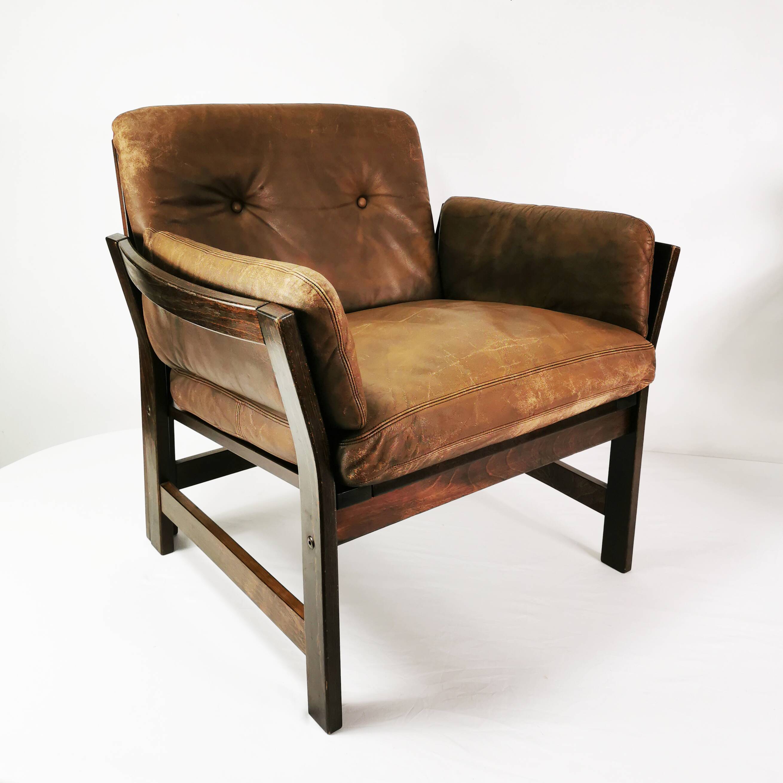 Mid-century leather armchair, Denmark, 1960s