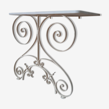 Art deco console wrought iron and white marble