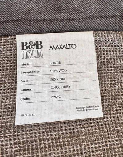B&b italia corner sofa “ray” + b&b italia/maxalto “cratis” carpet
