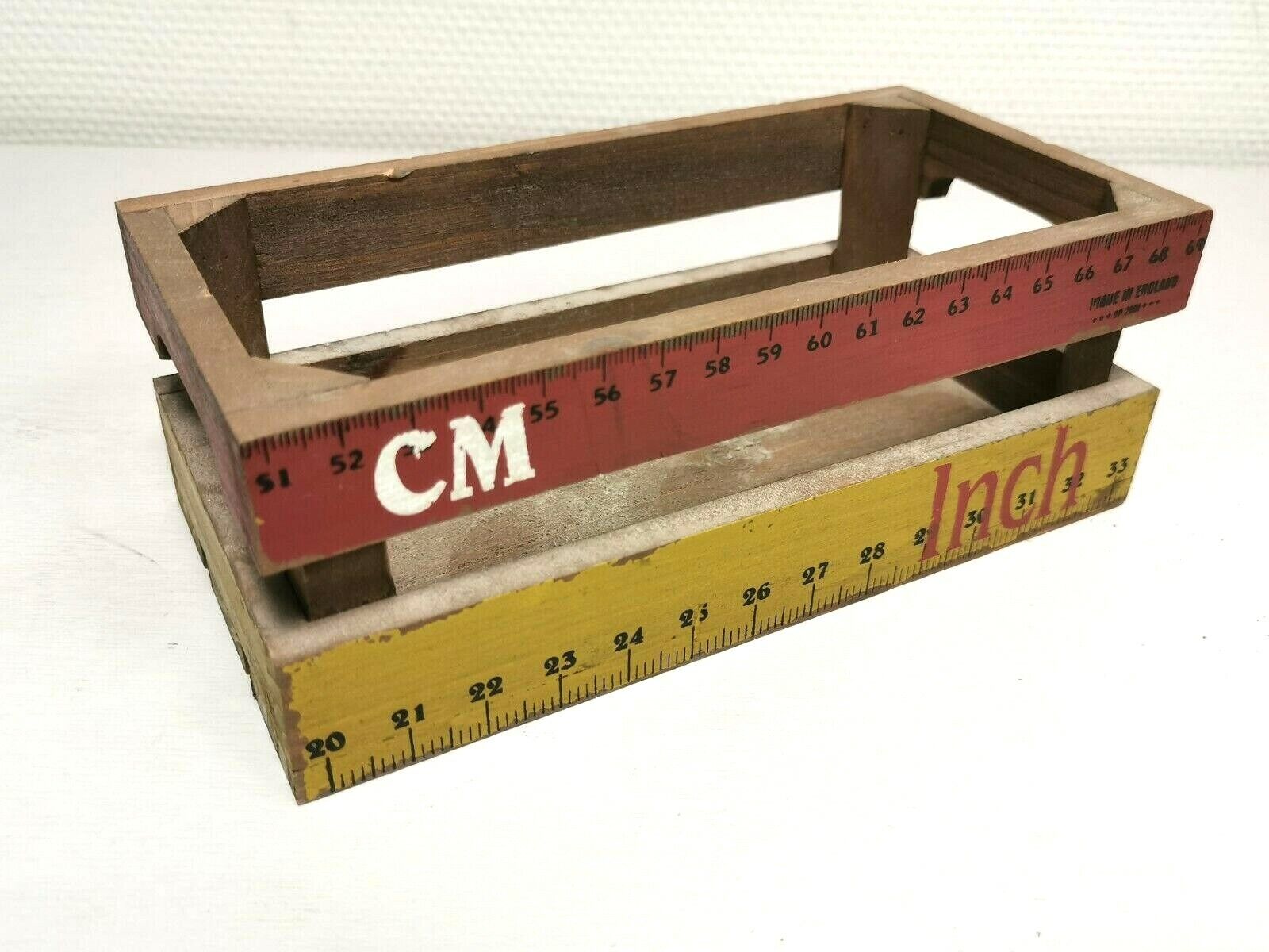 small vintage wooden box Made in England, decoration Tailor Haberdashery Seamstress ...