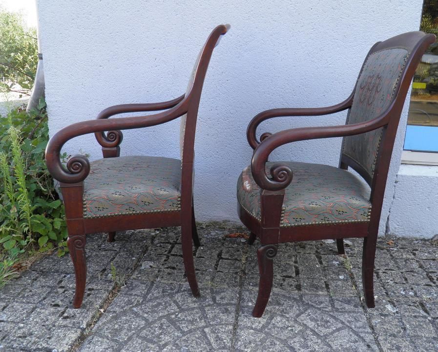 PAIR of old ARMCHAIR style LOUIS PHILIPPE Epoque XIXe Chair mahogany Lacrosse