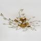 Vintage ceiling light in gold metal with foliage decoration. 6-light ceiling light.
