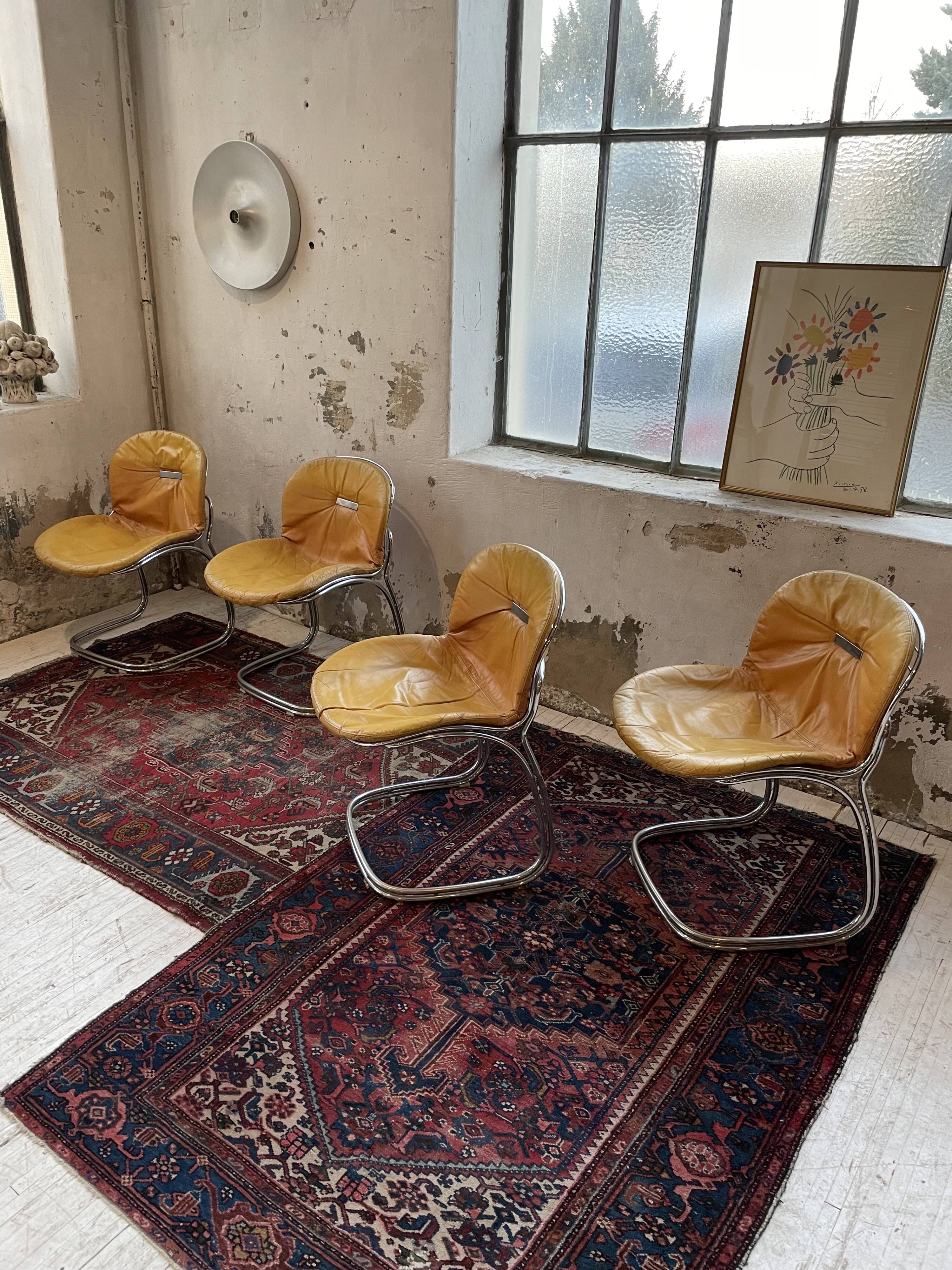 4 chairs Rinaldi "Sabrina" yellow leather