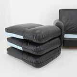 1970s 3-Seater Sofa in Black Leather,Italy