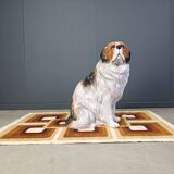 Life sized Vintage glazed terracotta St bernard dog sculpture, 1960s