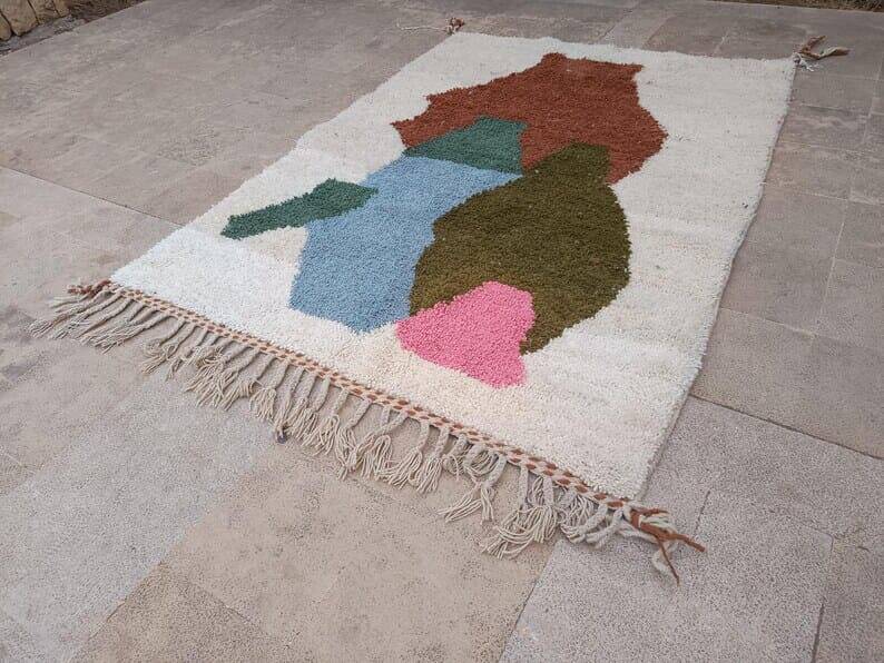 Tapis berbère en laine pure fait main traditionnelle taille 150 x 250 cm